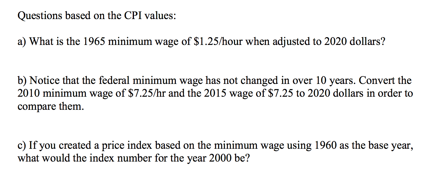 inflation. Use base years of 1995 in one column, and 2020 in