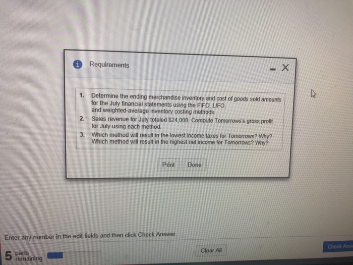 6 p P6-32A (similar to) Question Help Tomorrows Electronic Center began July