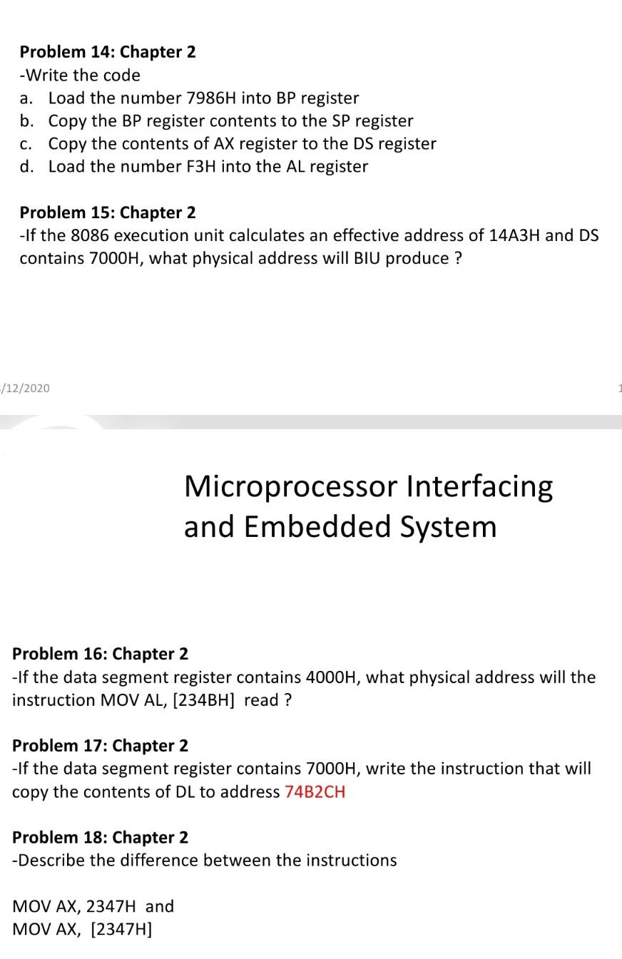 (a) If code segment for an 8086 program starts at address 70400H,