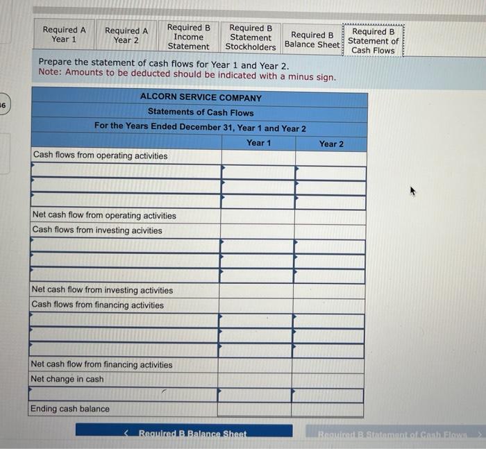 balance sheet, and statement of cash flows for Year 1 . and
