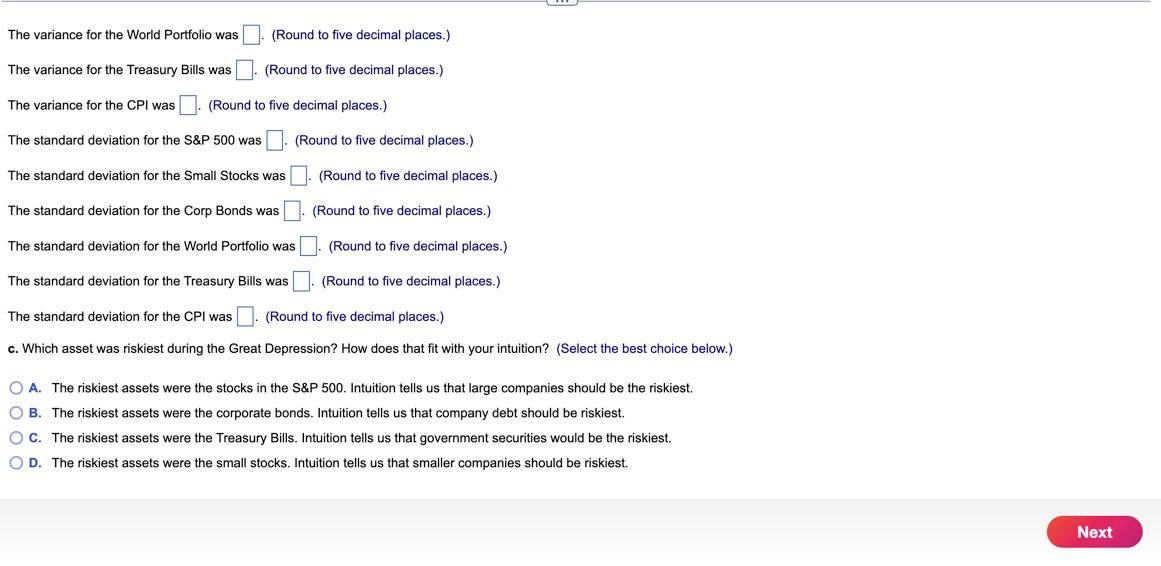 average return for each of the assets from 1929 to 1940 (the