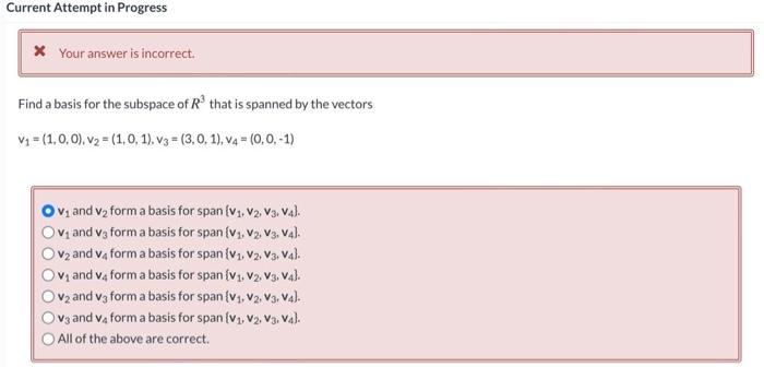  Current Attempt in Progress * Your answer is incorrect. Find a