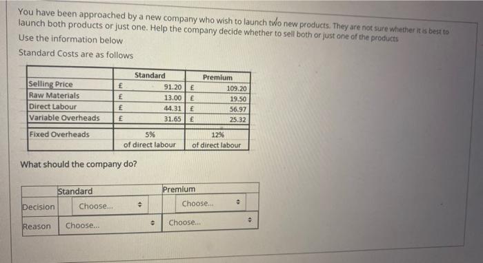 put together a standard cost card for a computer as shown below