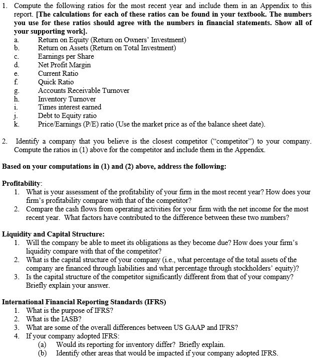 Please help me answer the profitability and Liquidity sections! a. c. 1.