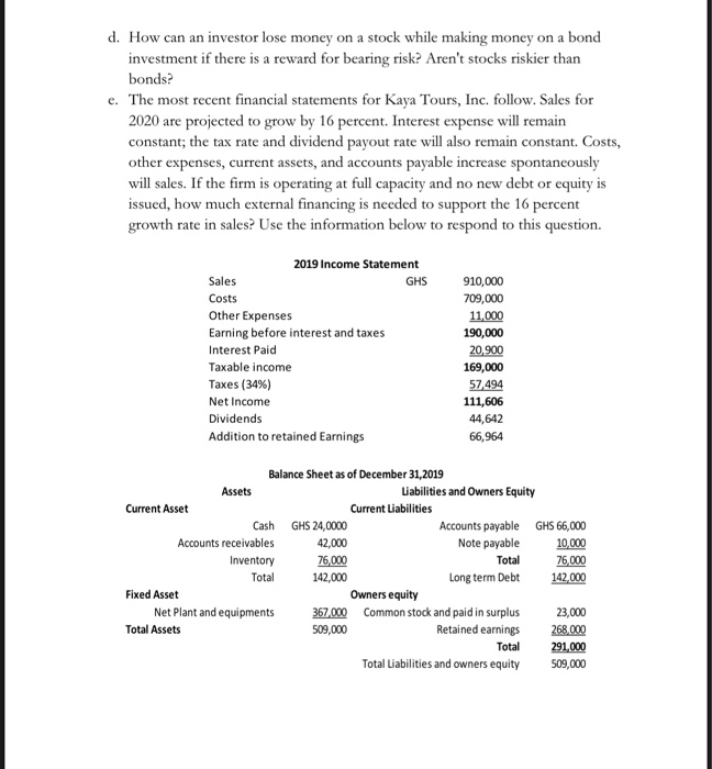statement using the percentage of sales approach. The pro forma has a