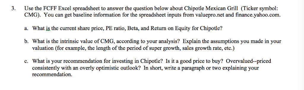 Use the FCFF Excel spreadsheet to answer the question below about