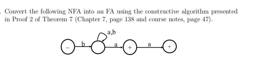  Convert the following NFA into an FA using the constructive algorithm
