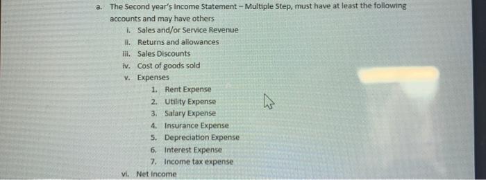  we make up our own numbers a. The Second year's Income