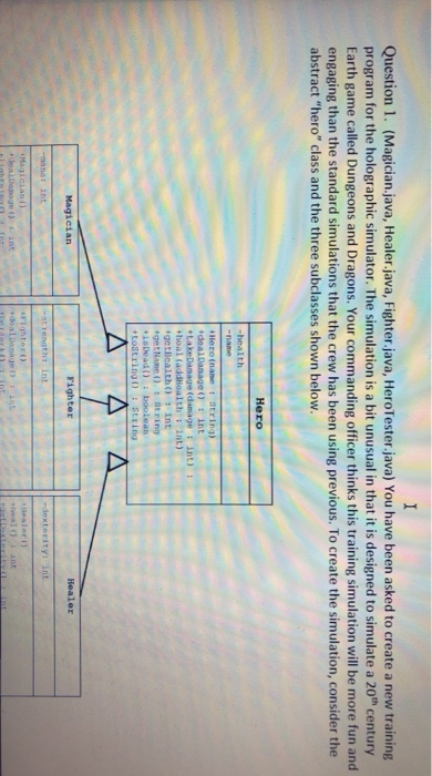  Question 1. (Magician.java, Healer.java, Fighter.java, HeroTester.java) You have been asked to