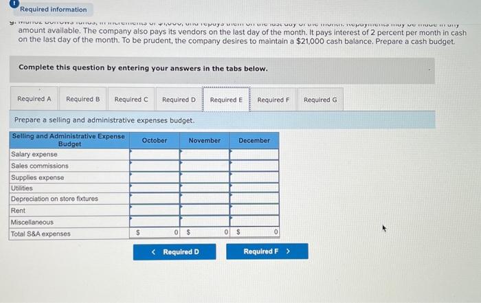 budget. Complete this question by entering your answers in the tabs below.