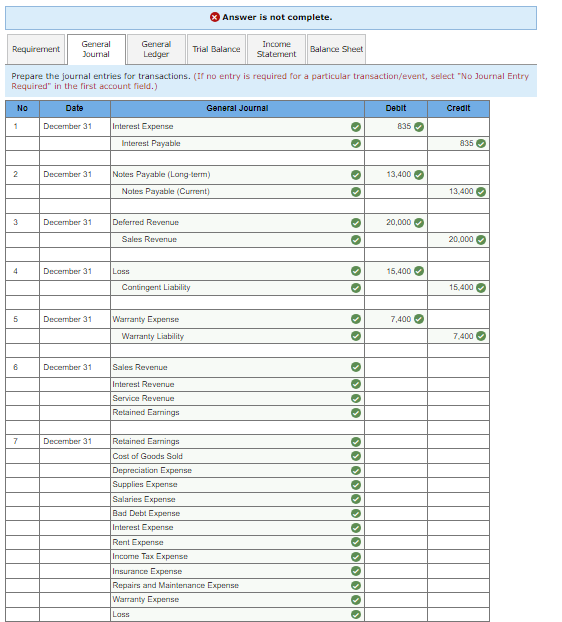 each account, based on your selection. Answer is not complete. Prepare an