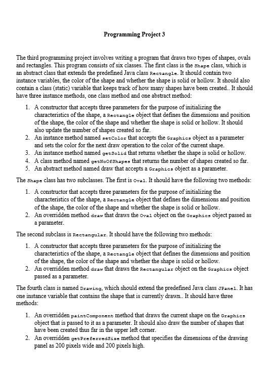 I need help with this Java project. Programming Project 3 The third