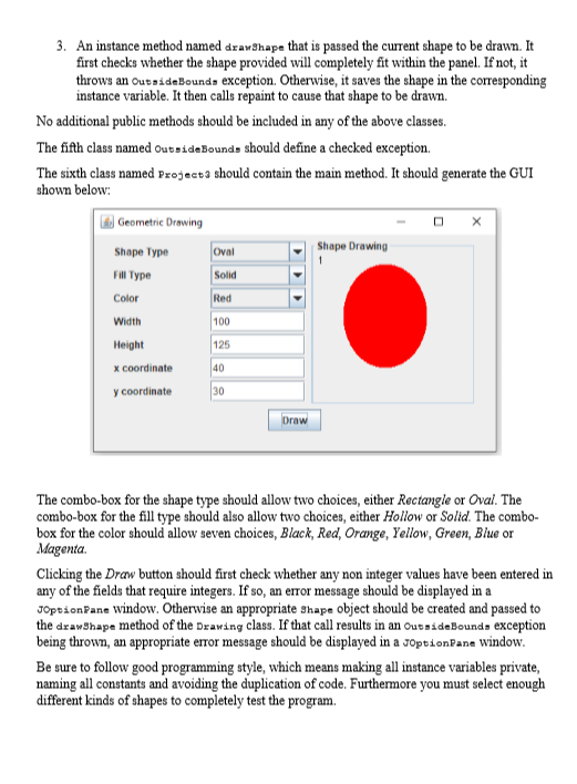 programming project involves writing a program that draws two types of shapes,