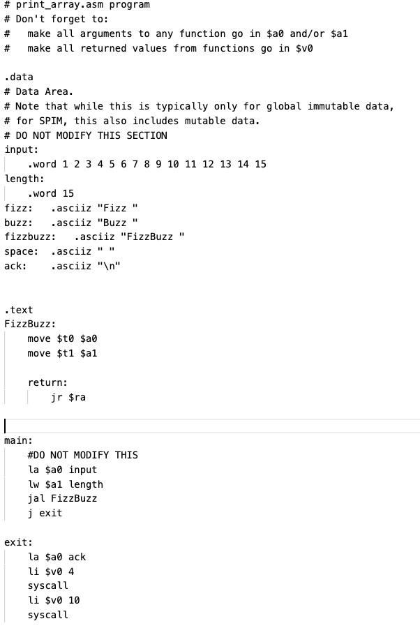  You will write a MIPS assembly program that mimics this C++