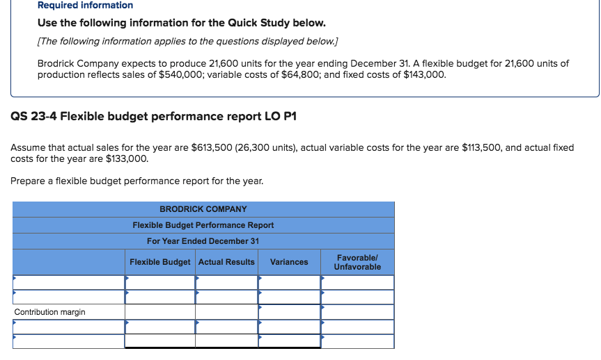  Required information Use the following information for the Quick Study below.