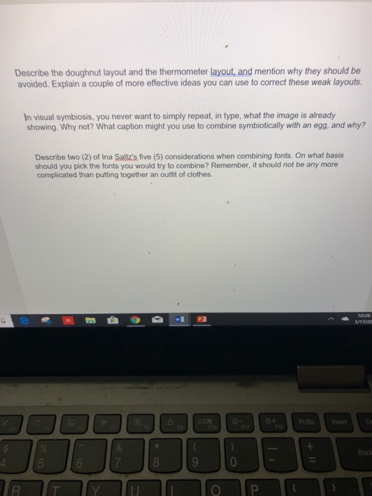  Visual design class please answer this questions Describe the doughnut layout