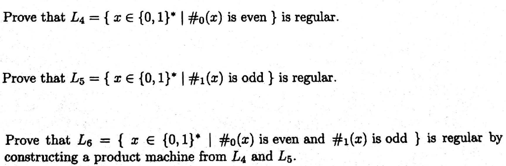 Prove that L4 = { x e {0,1}* | #0(x) is