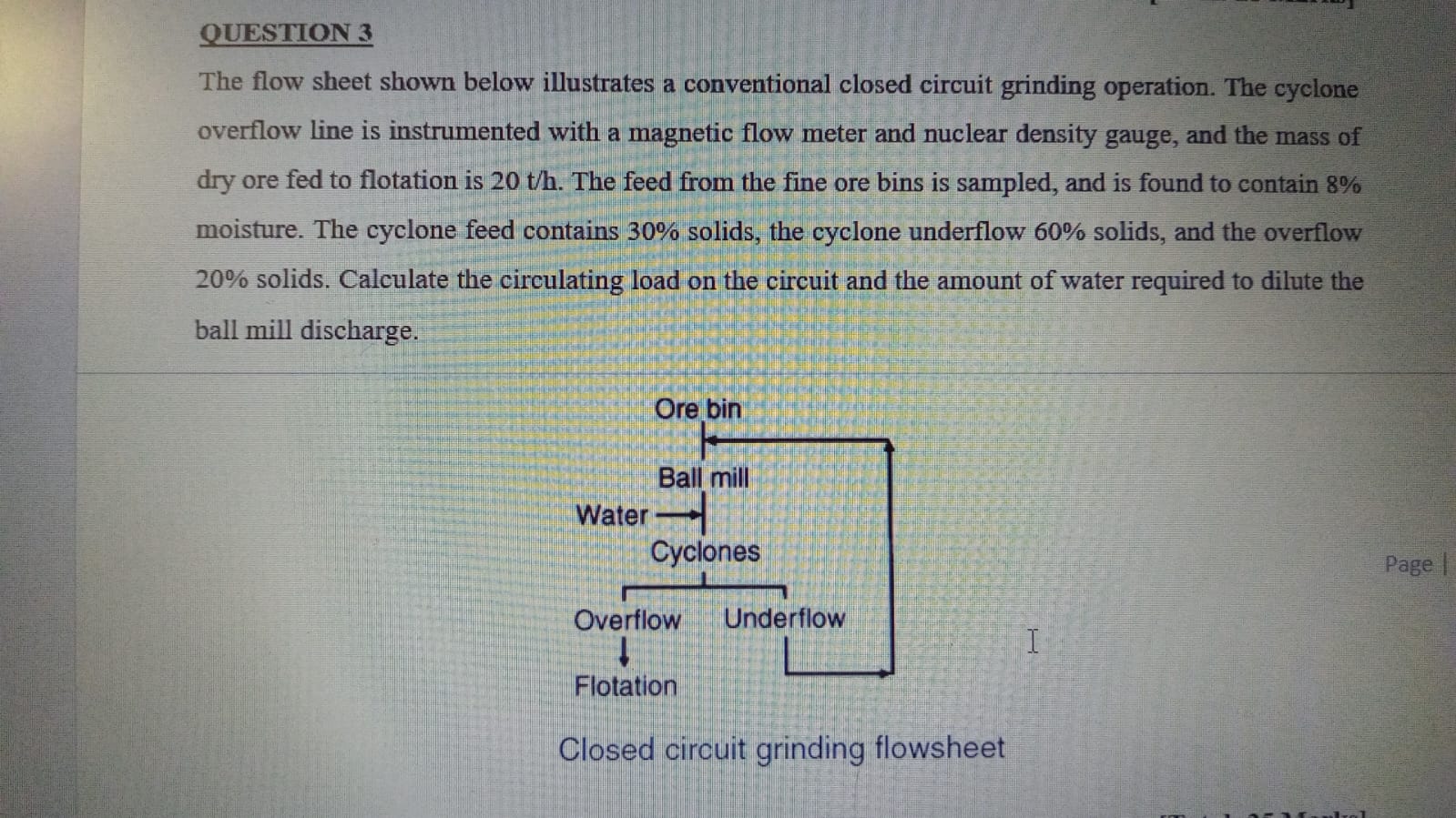  QUESTION 3 The flow sheet shown below illustrates a conventional closed