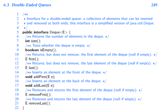 Give a Java implementation of the deque ADT using two stacks as