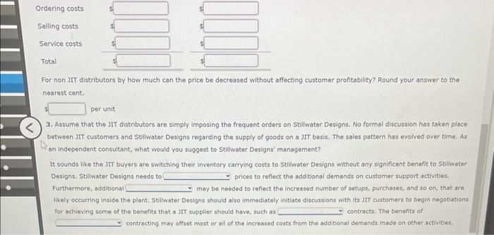 orders, and the non-JIT distributor tends to place larger, less frequent orders.