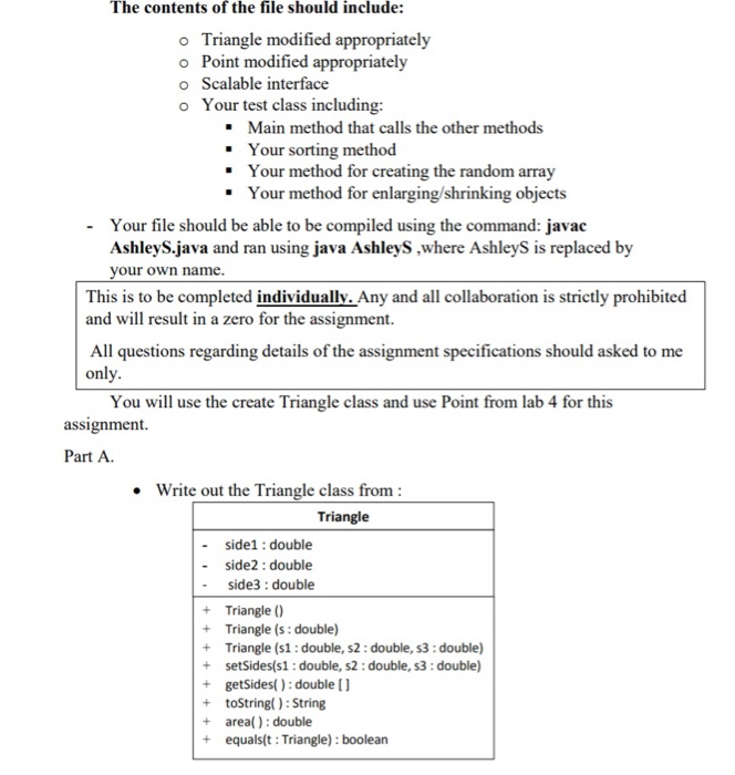  Using Java language. Please follow the instructions bellow: Point Class The
