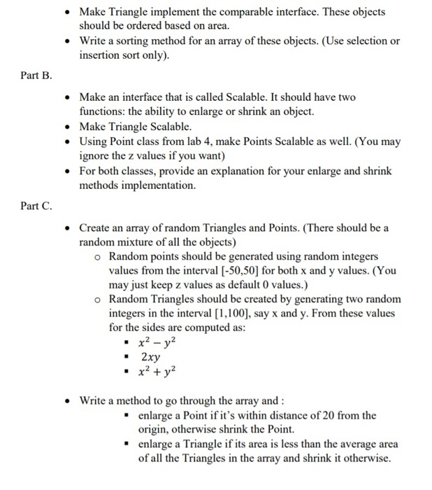 contents of the file should include: o Triangle modified appropriately o Point