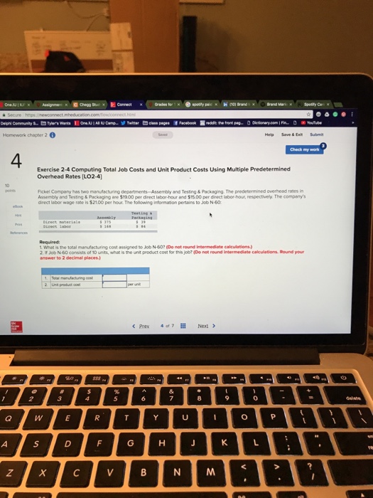  Homework chapter 2 4 Exercise 2-4 Computing Total Job Costs and