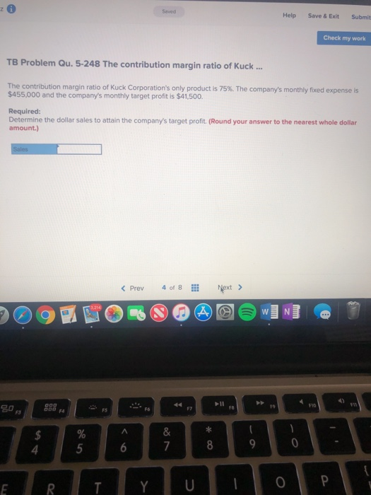  Help Save &Exit Submit Check my work TB Problem Qu. 5-248