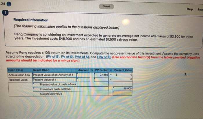 The following information applies to the questions displayed below. Peng Company is