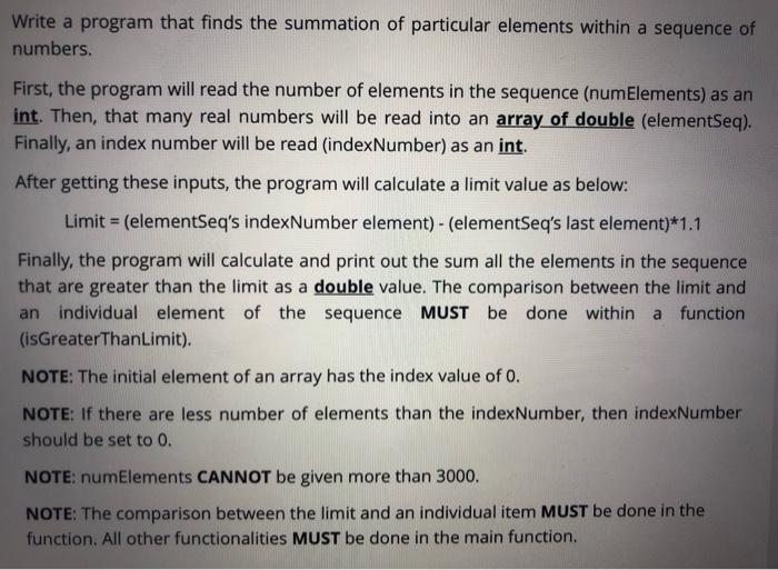 language is c++ Write a program that finds the summation of particular