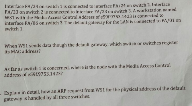  Any help will be greatful. Interface FA/24 on switch 1 is