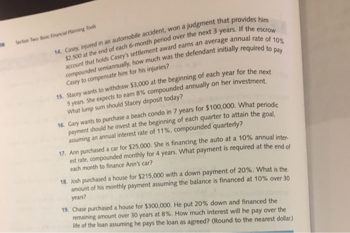 Q 15 , 19 Section Two Basic Financial Planning Tools 14.