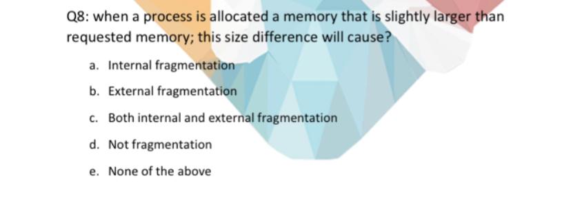  Q8: when a process is allocated a memory that is slightly
