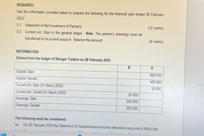  REQUIRED Use the information provided below to prepare the following for