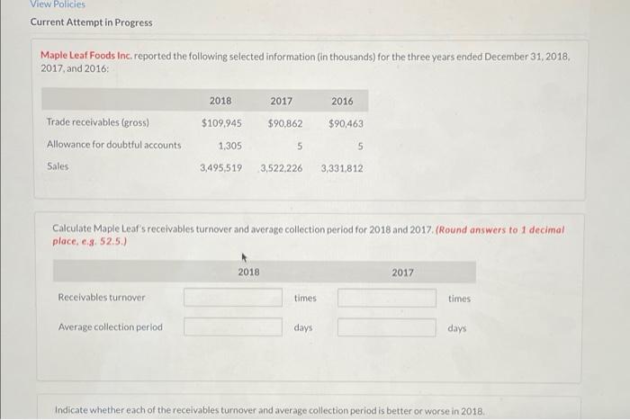  View Policies Current Attempt in Progress Maple Leaf Foods Inc. reported