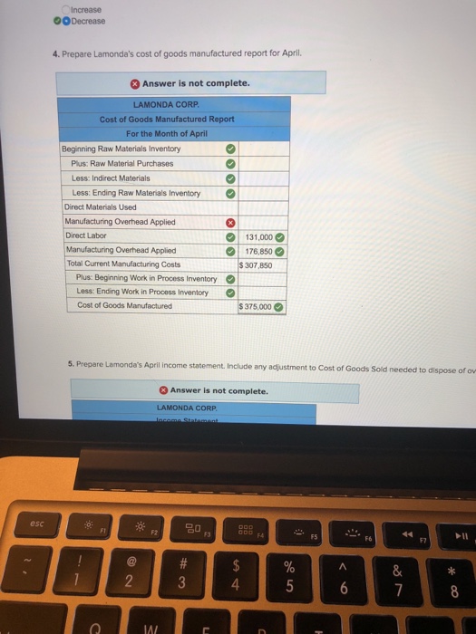 0.64 points Lamonda Corp. uses a job order cost system. On April
