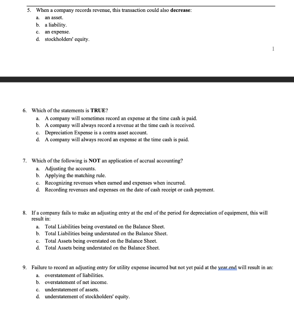 Corporation to answer the next four questions. Tulip Corporation paid $4,800 on