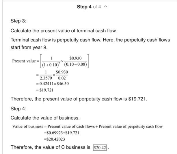 Asset value Earnings Net investment Free cash flow (FCF) Return on equity