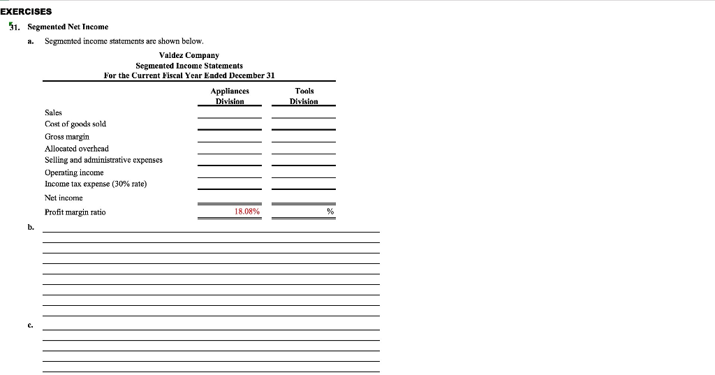 Company has two divisions-Appliances and Tools. The following segmented financial information is