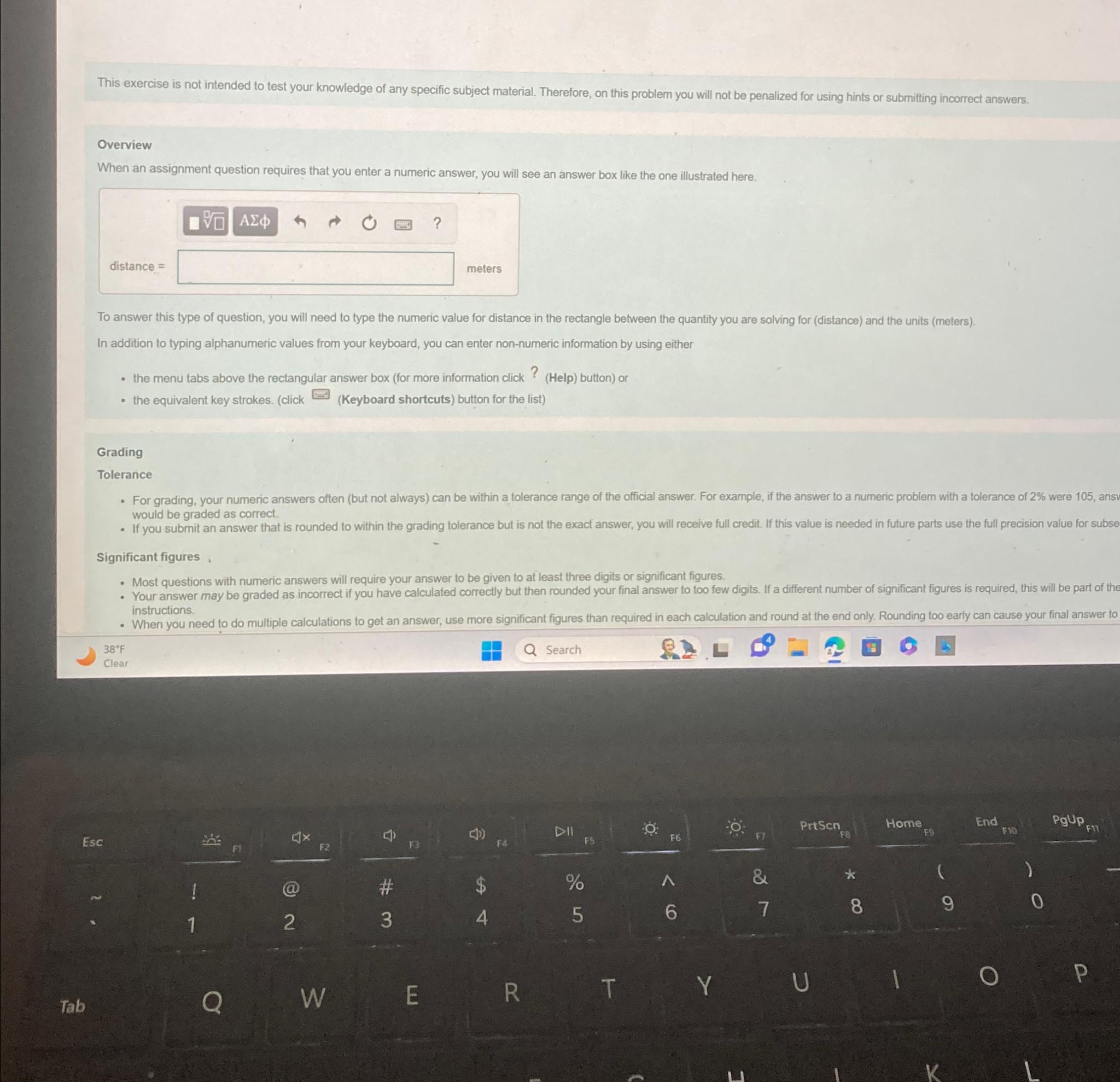  Overview When an assignment question requires that you enter a numeric