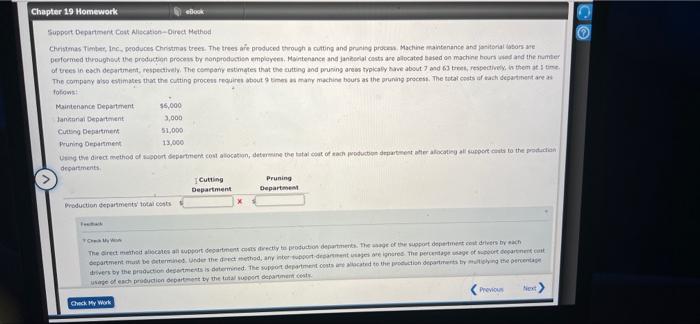  c Chapter 19 Homework Support Department Cont Allocation Direct Method Christmas