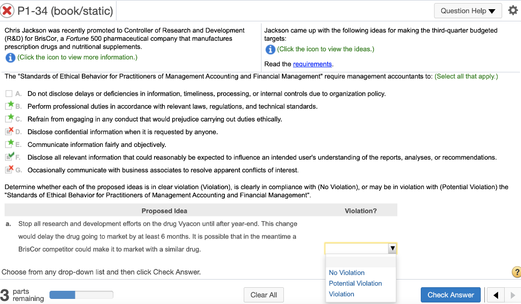  P1-34 (book/static) Question Help Chris Jackson was recently promoted to Controller