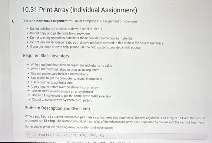  This is an Individual Assignment You must complete this assignment on