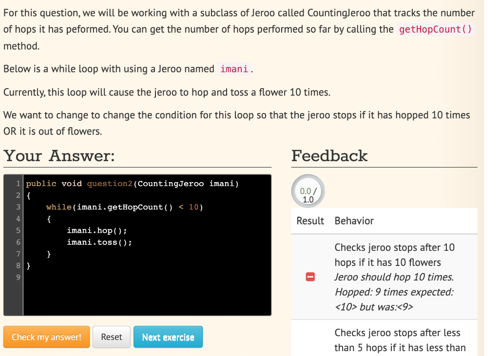 For this question, we will be working with a subclass of Jeroo