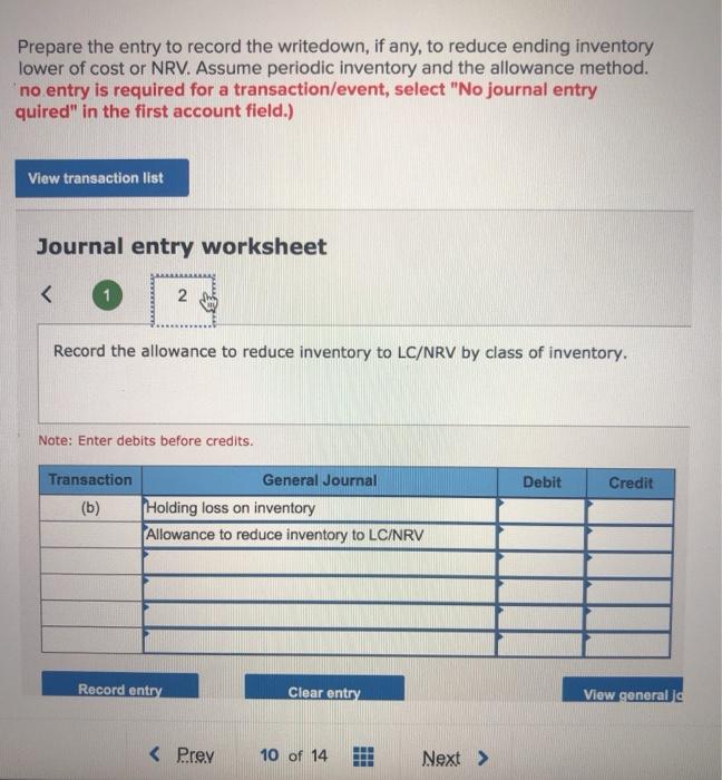 at lower of cost or NRV from the records of Electronics Corp.: