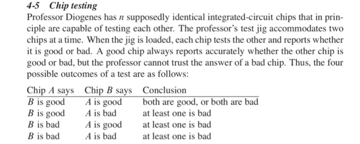  Divide and conquer problem 4-5 Chip testing Professor Diogenes has n