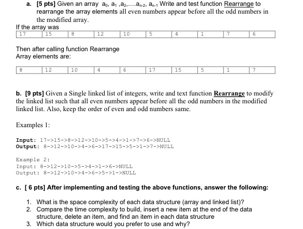 Java a. [5 pts] Given an array a, a, a,....am-2, a -1
