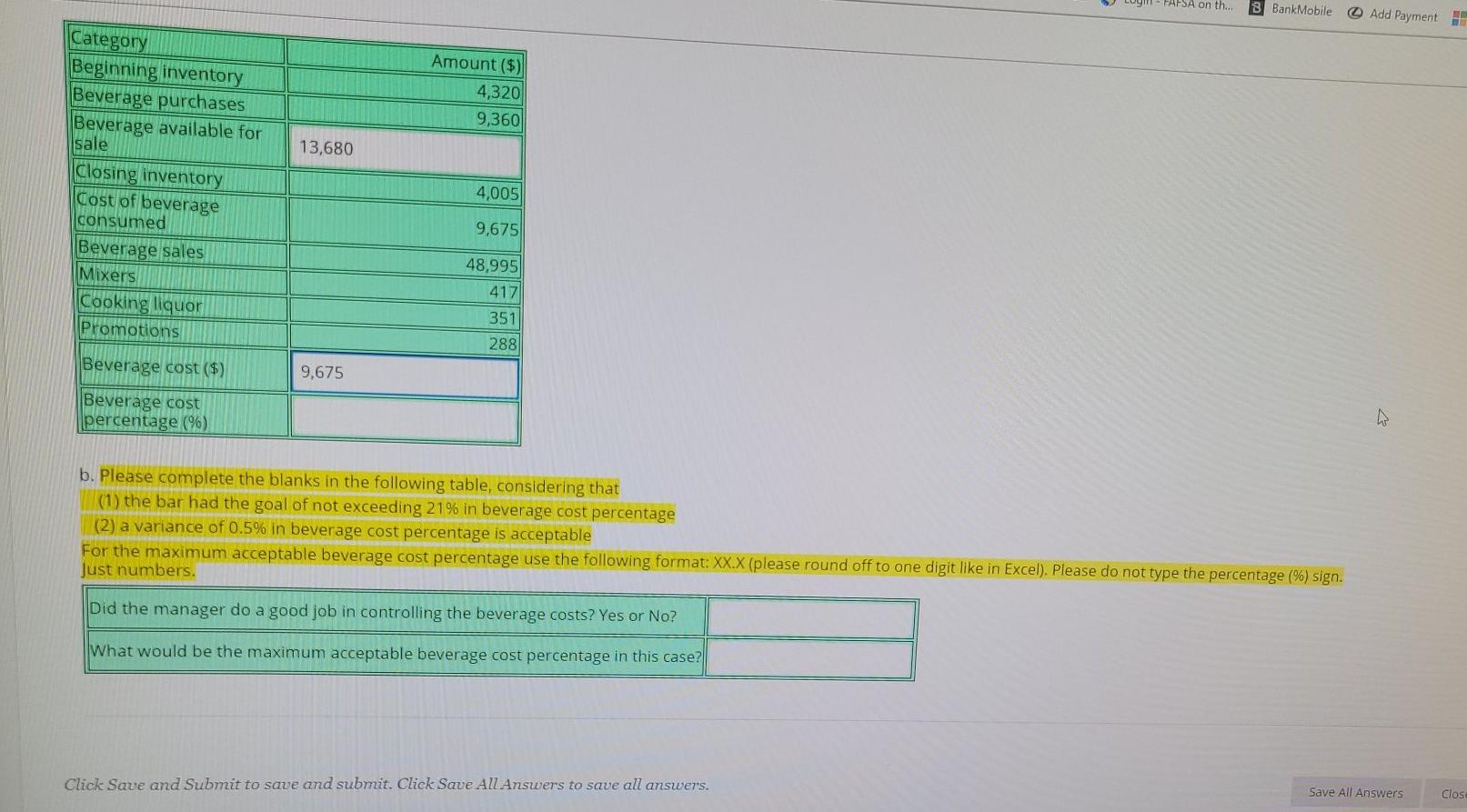 & Blues Bar. The problem has two parts: a and b. a.