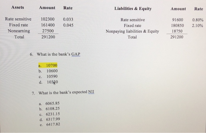 #7 please show how to get answer Assets Amount Rate Liabilities &