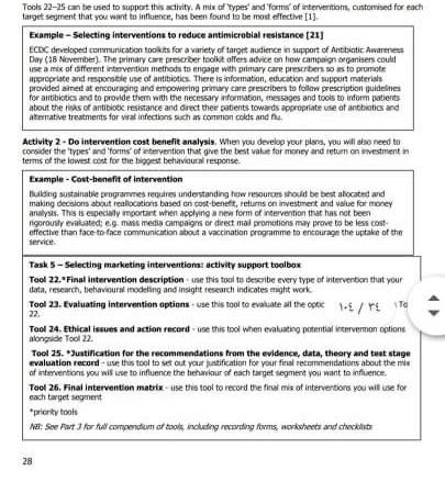 record the initial mix of intervention that will be tested with each
